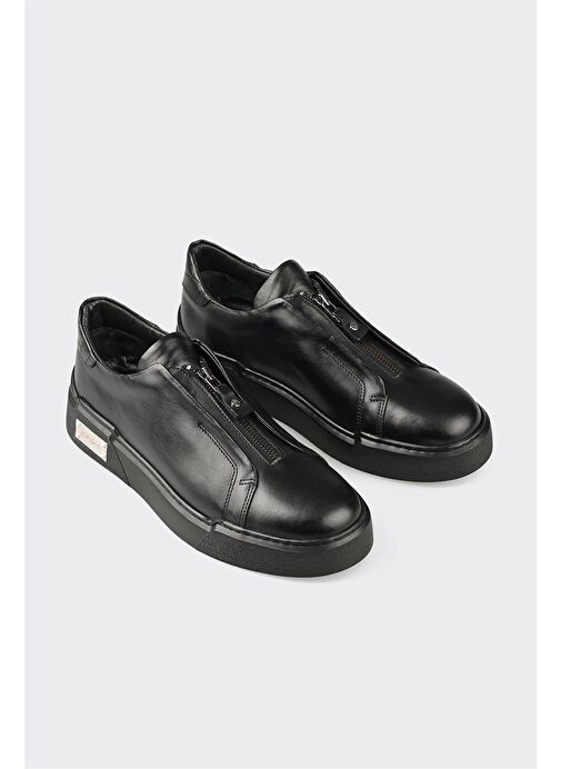 Siyah Deri Erkek Spor Ayakkabı - Görsel 4