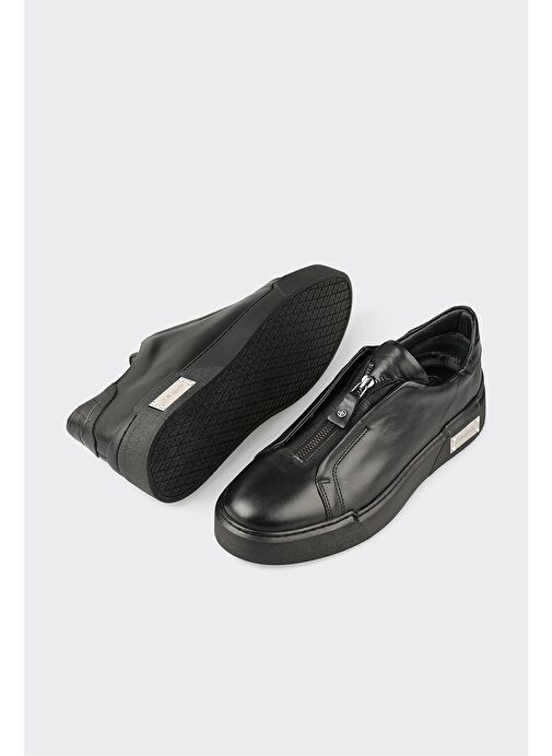 Siyah Deri Erkek Spor Ayakkabı - Görsel 6