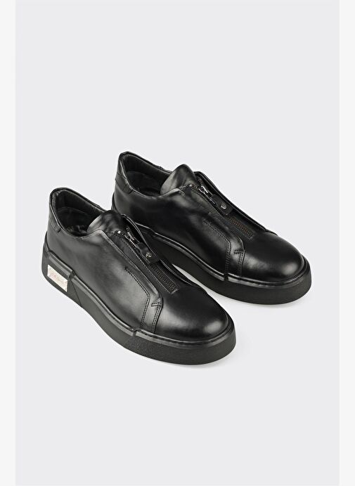 Siyah Deri Erkek Spor Ayakkabı - Görsel 5