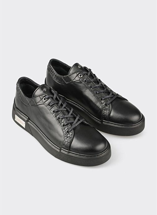 Siyah Deri Erkek Spor Ayakkabı - Görsel 3