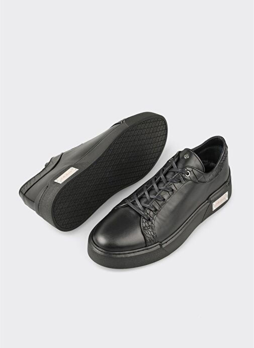 Siyah Deri Erkek Spor Ayakkabı - Görsel 4