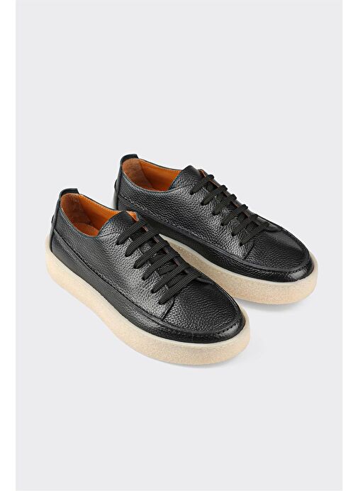 Siyah Deri Erkek Günlük Ayakkabı - Görsel 4