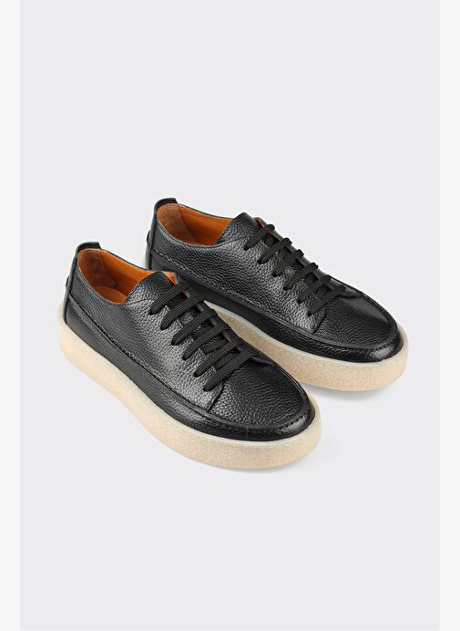 Siyah Deri Erkek Günlük Ayakkabı - Görsel 5