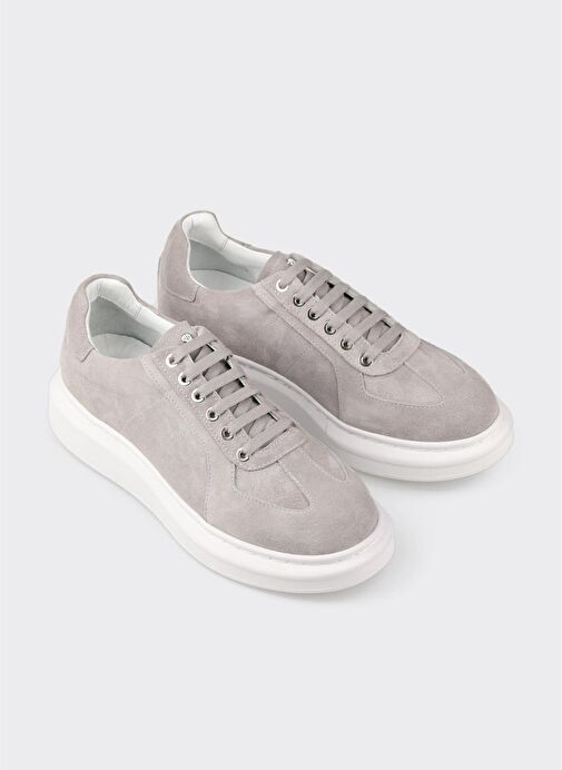 Gri Deri Erkek Spor Ayakkabı - Görsel 3