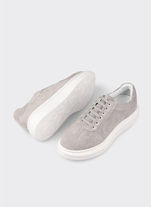 Gri Deri Erkek Spor Ayakkabı - Görsel 4