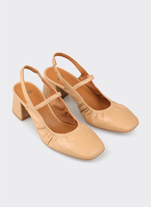 Naturel Deri Kadın Topuklu Ayakkabı - Görsel 3