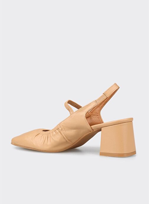 Naturel Deri Kadın Topuklu Ayakkabı - Görsel 4