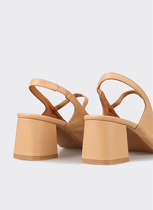 Naturel Deri Kadın Topuklu Ayakkabı - Görsel 5