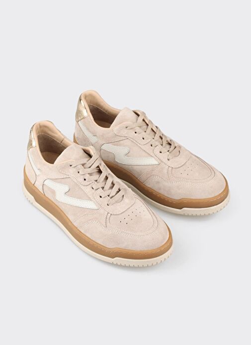Bej Deri Kadın Spor Ayakkabı - Görsel 3