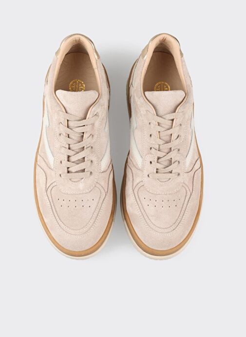 Bej Deri Kadın Spor Ayakkabı - Görsel 5