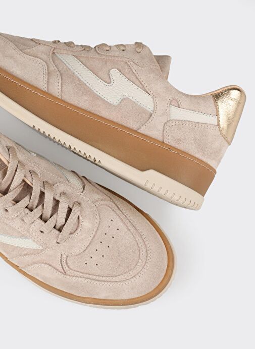 Bej Deri Kadın Spor Ayakkabı - Görsel 6