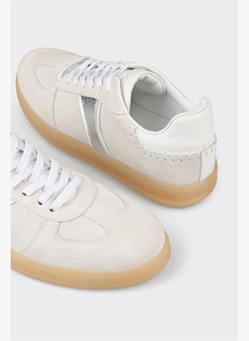 Beyaz Deri Kadın Spor Ayakkabı - Görsel 6