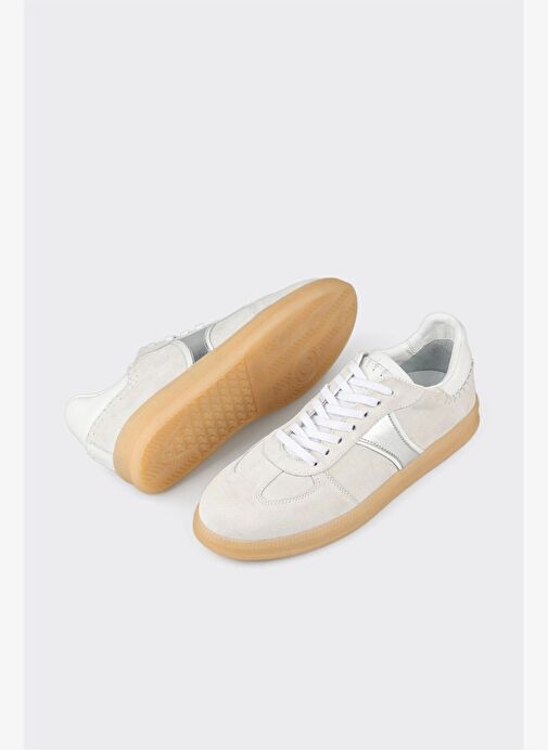 Beyaz Deri Kadın Spor Ayakkabı - Görsel 4
