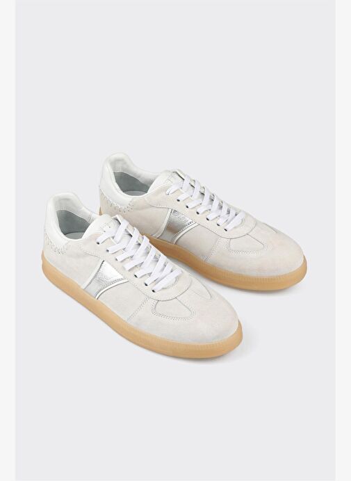 Beyaz Deri Kadın Spor Ayakkabı - Görsel 3