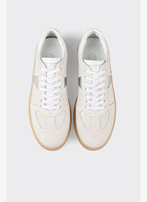 Beyaz Deri Kadın Spor Ayakkabı - Görsel 5