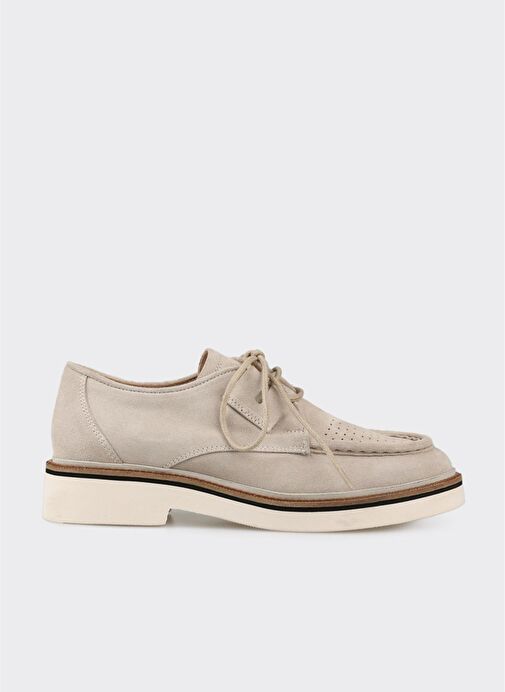 Bej Deri Kadın Günlük Ayakkabı - Görsel 2