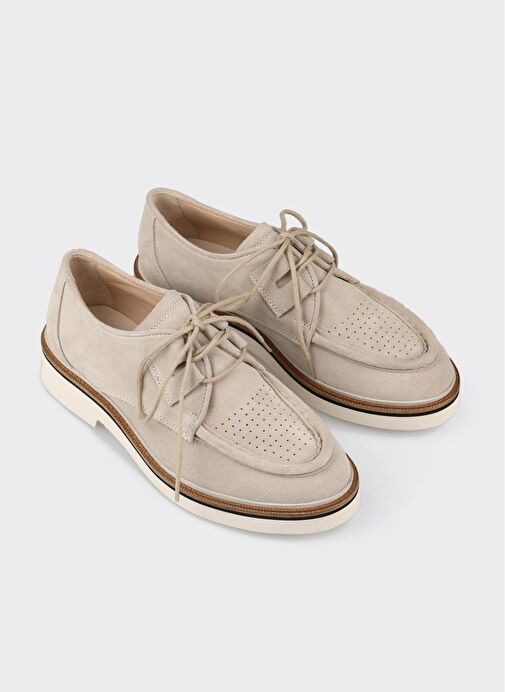 Bej Deri Kadın Günlük Ayakkabı - Görsel 3