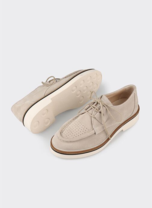 Bej Deri Kadın Günlük Ayakkabı - Görsel 4