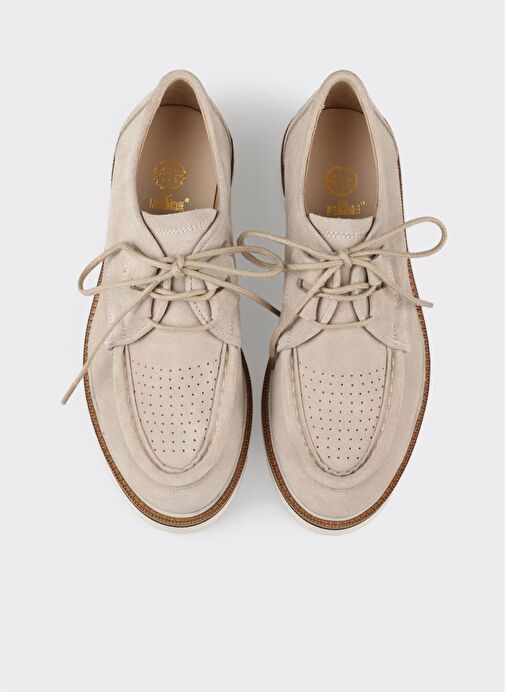 Bej Deri Kadın Günlük Ayakkabı - Görsel 5