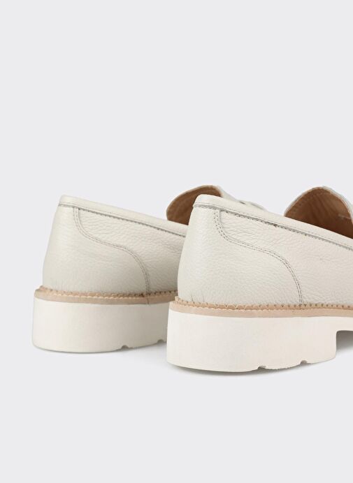 Ekru Deri Kadın Günlük Ayakkabı - Görsel 6