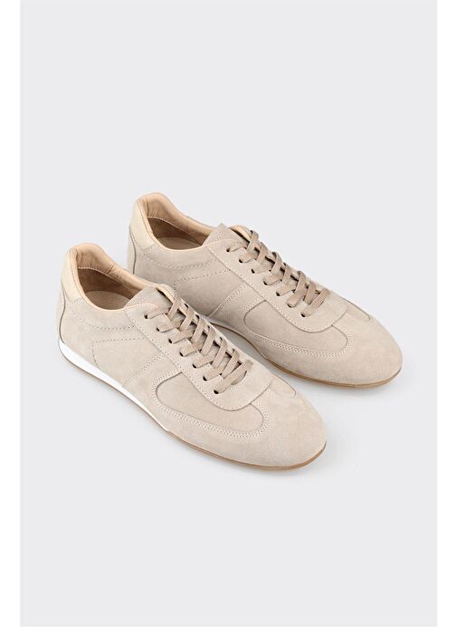 Bej Deri Kadın Spor Ayakkabı - Görsel 4