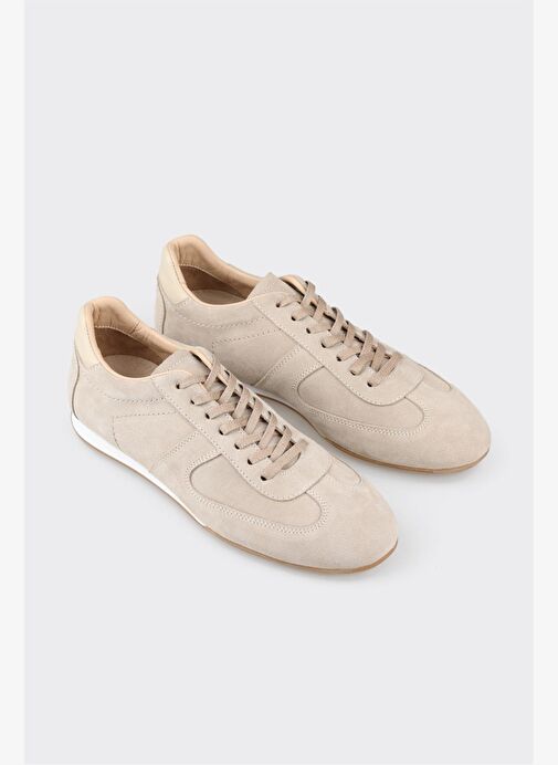 Bej Deri Kadın Spor Ayakkabı - Görsel 5