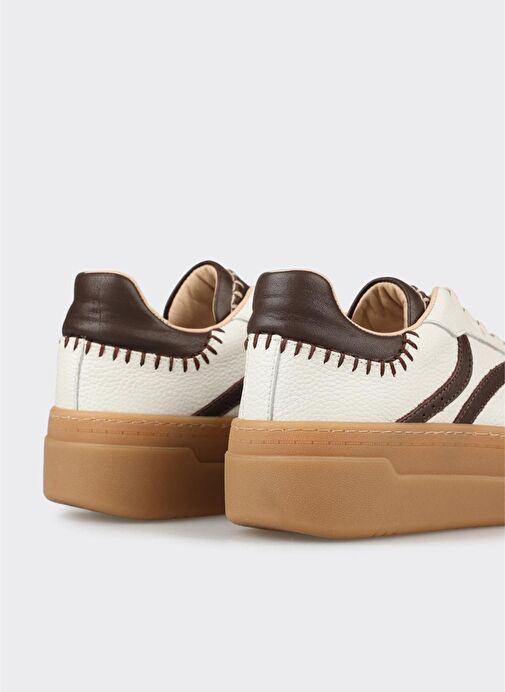 Bej Deri Kadın Spor Ayakkabı - Görsel 6