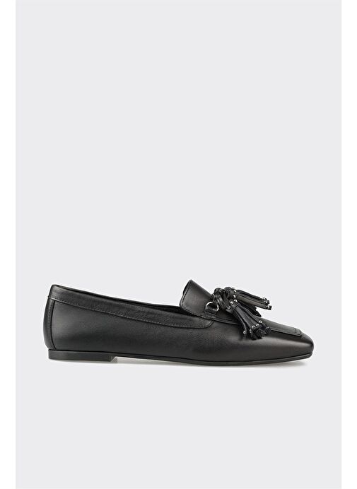 Siyah Deri Kadın Günlük Ayakkabı - Görsel 2