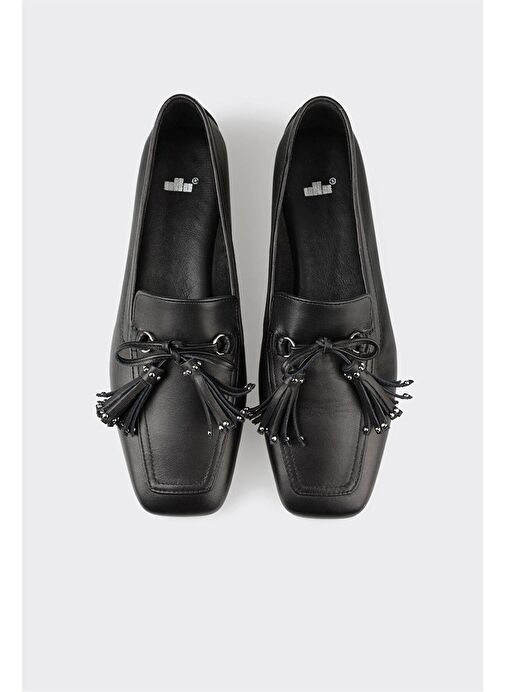 Siyah Deri Kadın Günlük Ayakkabı - Görsel 5