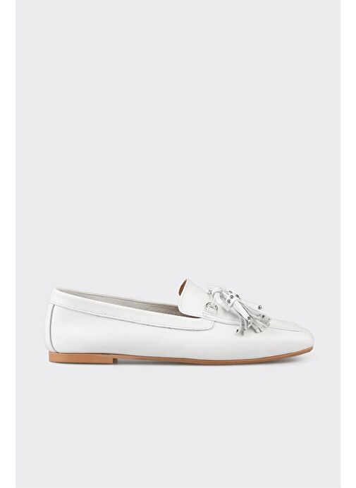Beyaz Deri Kadın Günlük Ayakkabı - Görsel 2