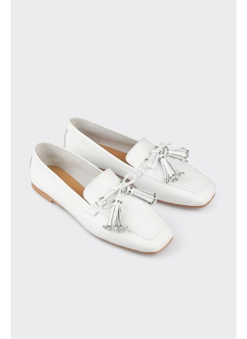 Beyaz Deri Kadın Günlük Ayakkabı - Görsel 3