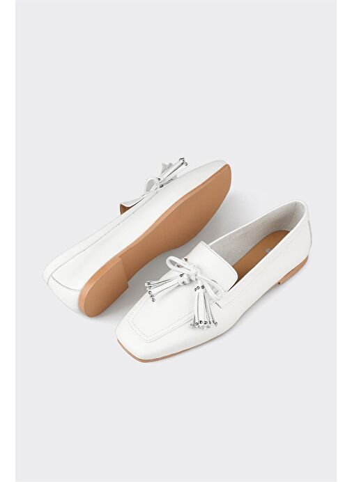 Beyaz Deri Kadın Günlük Ayakkabı - Görsel 4