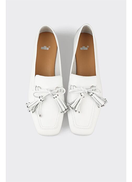 Beyaz Deri Kadın Günlük Ayakkabı - Görsel 5