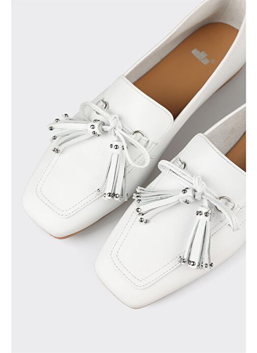 Beyaz Deri Kadın Günlük Ayakkabı - Görsel 6