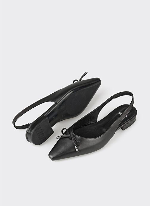 Siyah Deri Kadın Günlük Ayakkabı - Görsel 4
