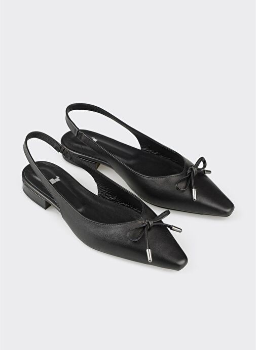 Siyah Deri Kadın Günlük Ayakkabı - Görsel 3