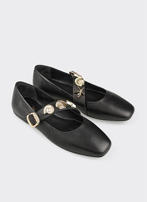 Siyah Deri Kadın Günlük Ayakkabı - Görsel 3