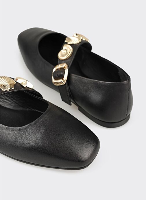 Siyah Deri Kadın Günlük Ayakkabı - Görsel 6