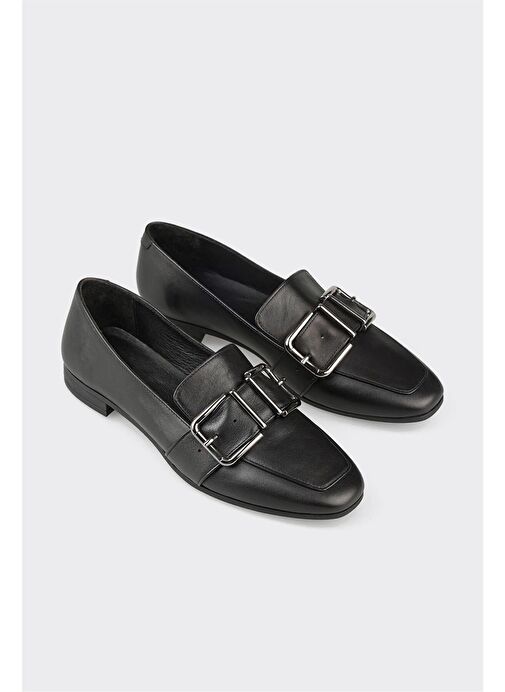 Siyah Deri Kadın Günlük Ayakkabı - Görsel 3