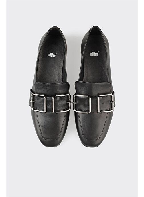 Siyah Deri Kadın Günlük Ayakkabı - Görsel 5