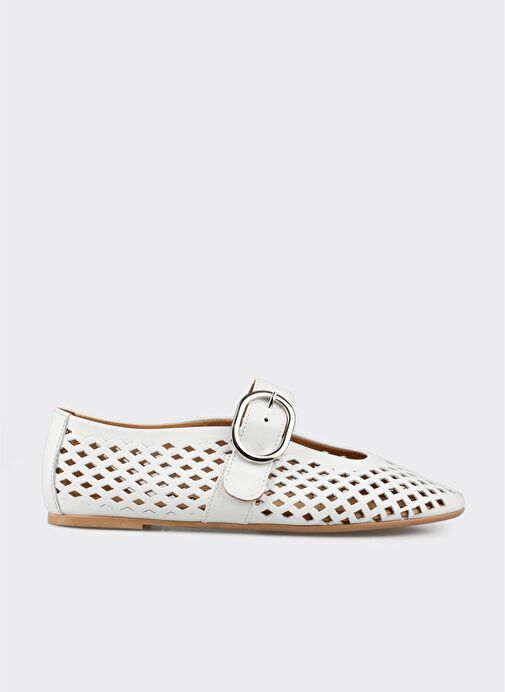 Beyaz Deri Kadın Günlük Ayakkabı - Görsel 5