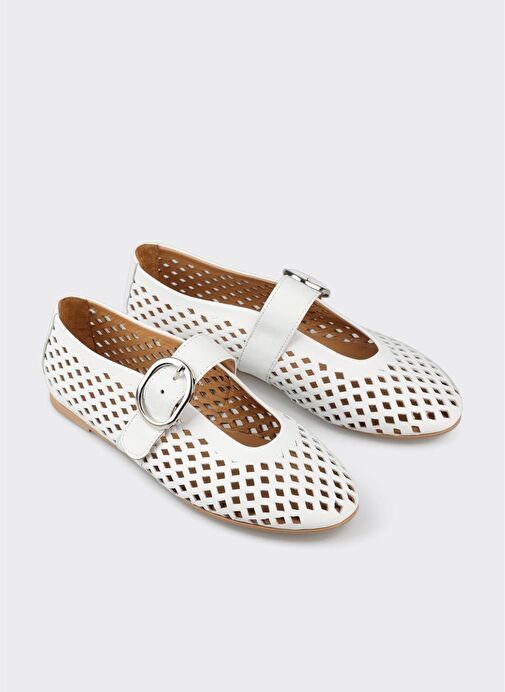 Beyaz Deri Kadın Günlük Ayakkabı - Görsel 6