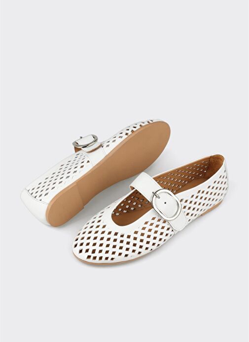 Beyaz Deri Kadın Günlük Ayakkabı - Görsel 8