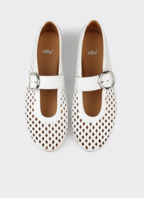 Beyaz Deri Kadın Günlük Ayakkabı - Görsel 9