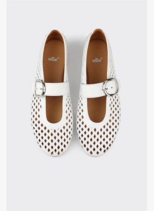 Beyaz Deri Kadın Günlük Ayakkabı - Görsel 7