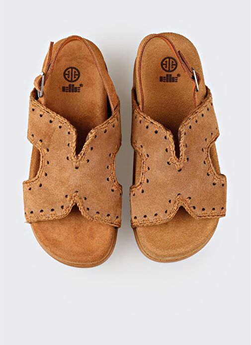 Taba Deri Kadın Dolgu Topuk Sandalet - Görsel 5