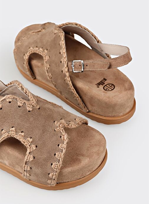 Vizon Deri Kadın Dolgu Topuk Sandalet - Görsel 6