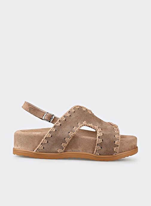 Vizon Deri Kadın Dolgu Topuk Sandalet - Görsel 2