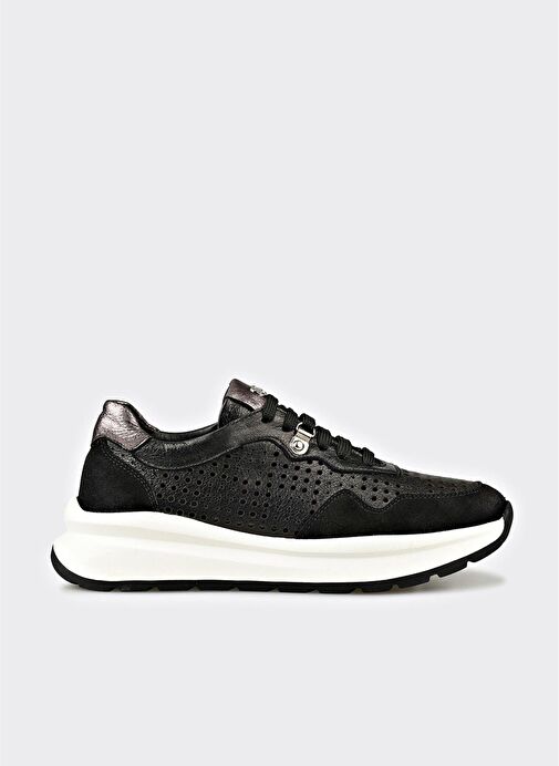 Siyah Deri Kadın Spor Ayakkabı - Görsel 2