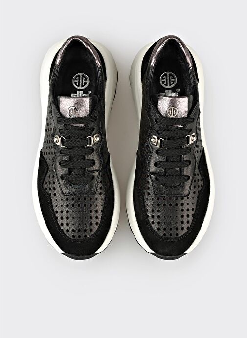 Siyah Deri Kadın Spor Ayakkabı - Görsel 5